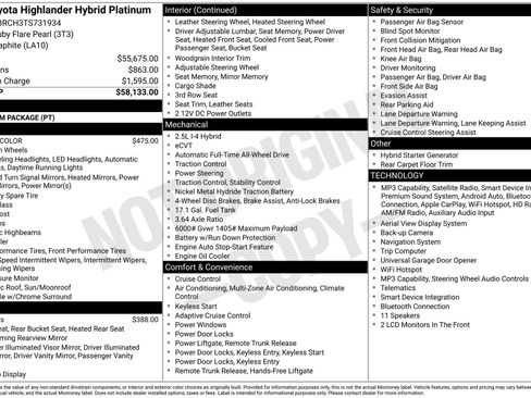 New 2026 Toyota Highlander Platinum AWD/4WD image 16