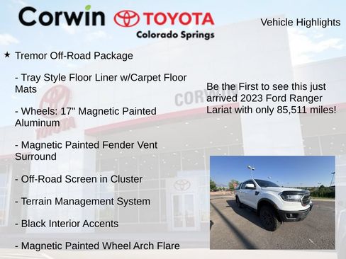 Used 2023 Ford Ranger Lariat w/ Tremor Off-Road Package AWD/4WD image 4