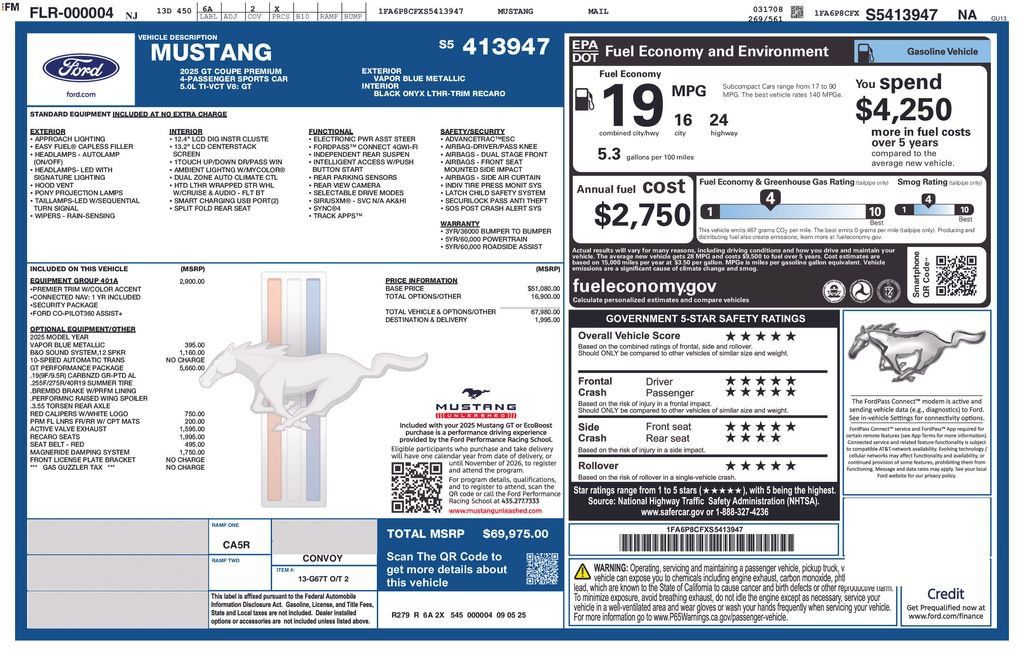 New 2025 Ford Mustang GT Premium w/ GT Performance Package RWD image 10