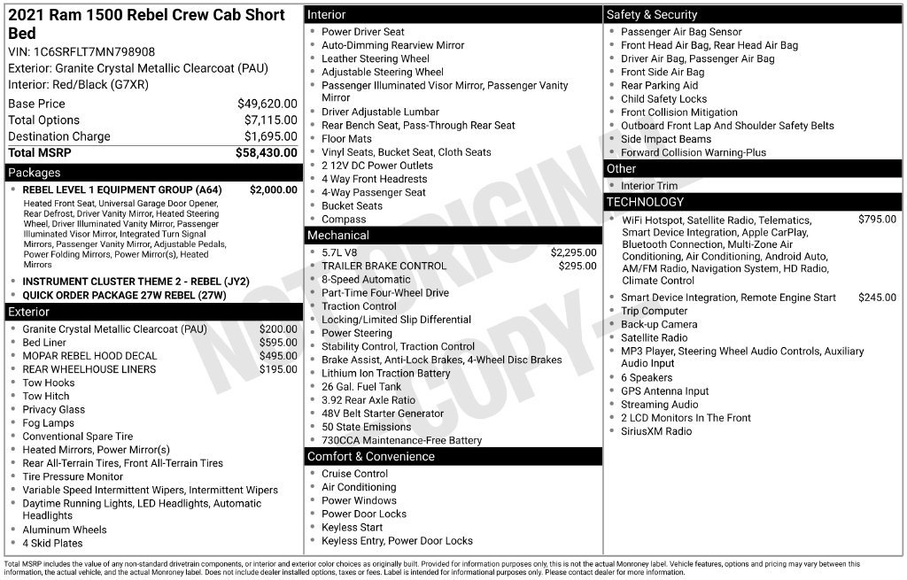 Used 2021 RAM 1500 Rebel w/ Rebel Level 1 Equipment Group AWD/4WD image 45