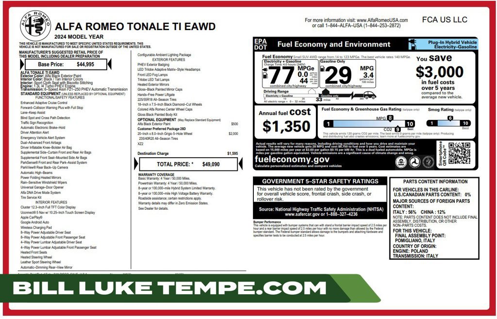 Used 2024 Alfa Romeo Tonale Ti AWD/4WD image 1