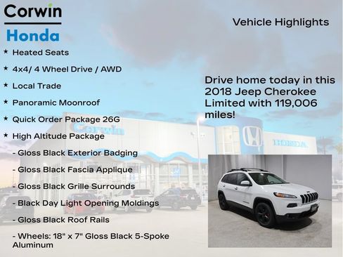 Used 2018 Jeep Cherokee Limited w/ High Altitude Package AWD/4WD image 7
