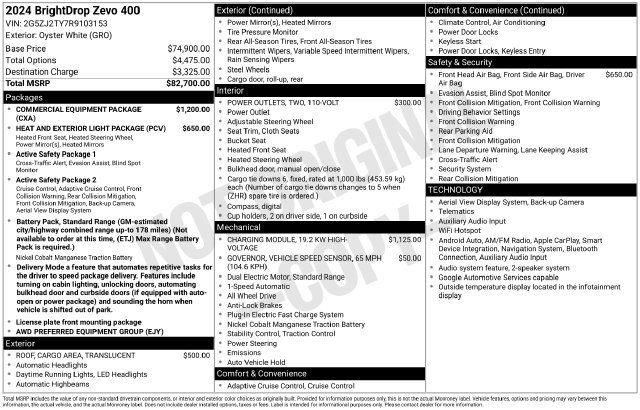 Used 2024 Chevrolet Brightdrop 400 w/ Commercial Equipment Package AWD/4WD image 2