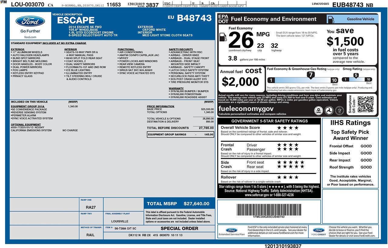 Used 2014 Ford Escape SE w/ Equipment Group 201A FWD image 3