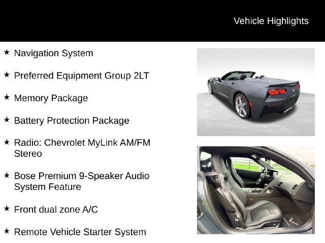 Used 2014 Chevrolet Corvette Stingray Convertible w/ 2LT Preferred Equipment Group RWD image 12