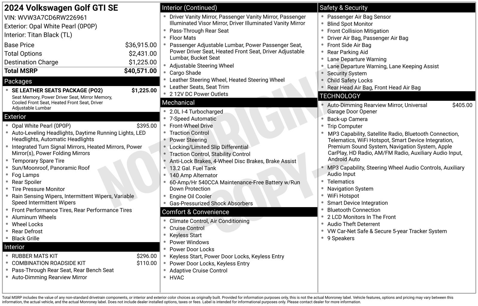 Used 2024 Volkswagen GTI SE w/ SE Leather Seats Package FWD image 40