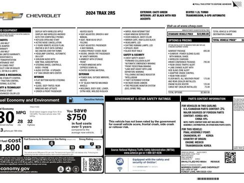 Used 2024 Chevrolet Trax RS w/ Sunroof Package FWD image 3