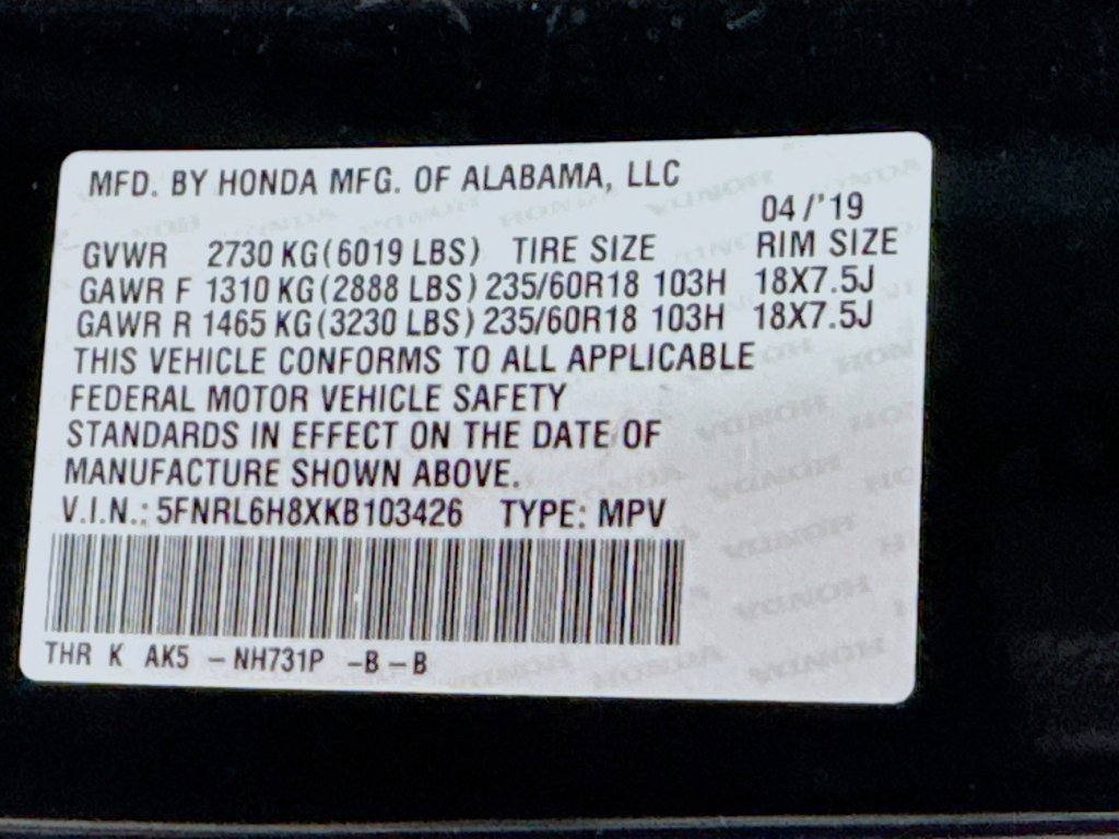 Certified 2019 Honda Odyssey Touring image 47