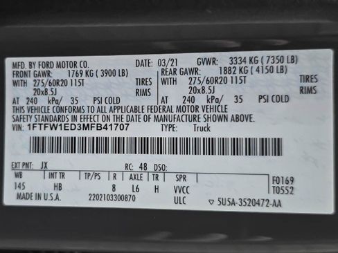Used 2021 Ford F150 Lariat w/ Equipment Group 502A High AWD/4WD image 46