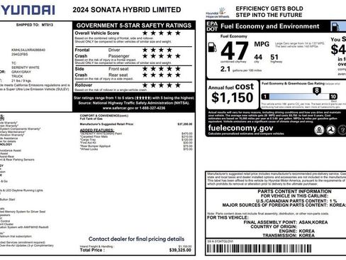 Certified 2024 Hyundai Sonata Limited image 38