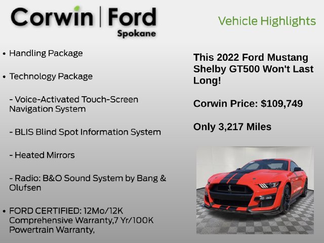 Certified 2022 Ford Mustang Shelby GT500 w/ Technology Package RWD image 7