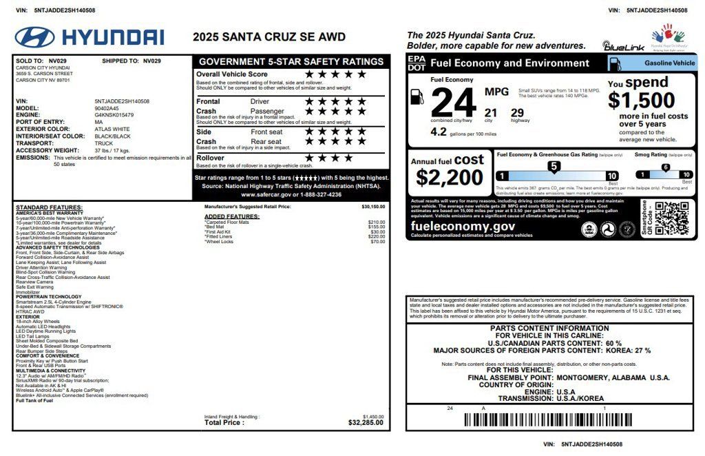 Used 2025 Hyundai Santa Cruz SE AWD/4WD image 3