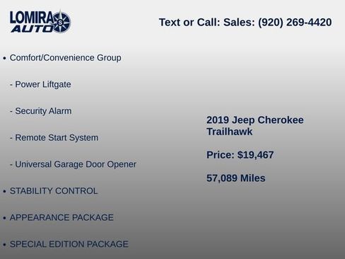Used 2019 Jeep Cherokee Trailhawk w/ Comfort & Convenience Group AWD/4WD image 7