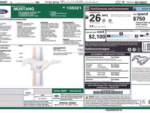 Used 2024 Ford Mustang Premium w/ Mustang Nite Pony Package RWD image 31