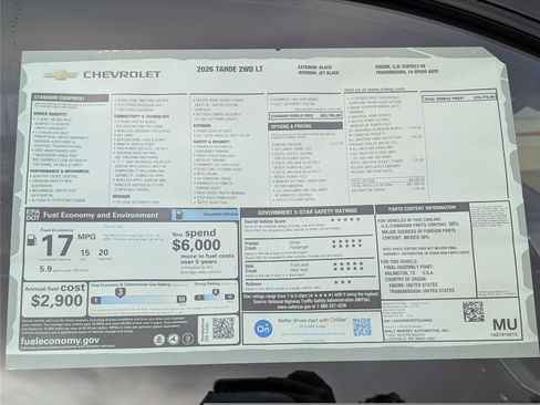 New 2026 Chevrolet Tahoe LT w/ Comfort Package image 37