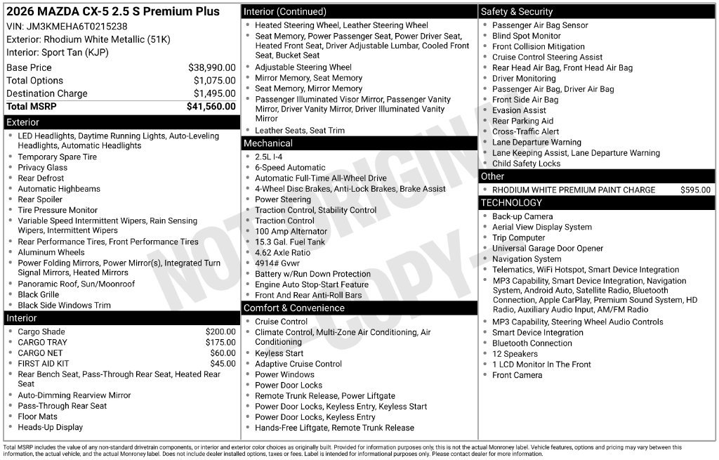 New 2026 MAZDA CX-5 2.5 S w/ Premium Plus Package AWD/4WD image 27