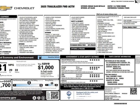 Used 2025 Chevrolet TrailBlazer ACTIV w/ Convenience Package FWD image 1