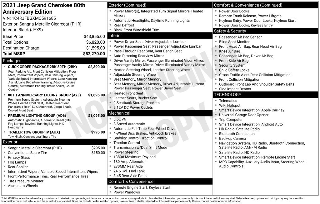 Certified 2021 Jeep Grand Cherokee Limited w/ Quick Order Package 28K 80th AWD/4WD image 11