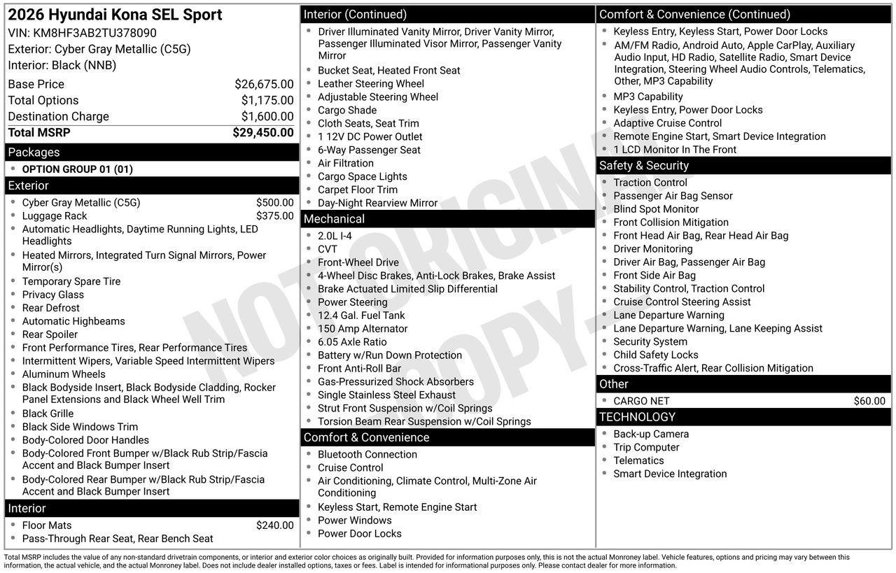 New 2026 Hyundai Kona SEL Sport FWD image 34