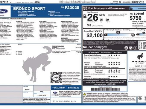 Used 2024 Ford Bronco Sport Outer Banks AWD/4WD image 7