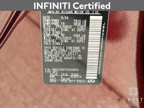 Certified 2025 INFINITI QX80 Sensory image 31