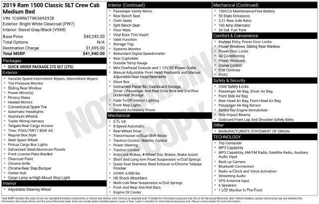 Used 2019 RAM 1500 Classic SLT RWD image 31