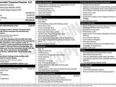 Used 2023 Chevrolet Traverse Premier w/ LPO, Floor Liner Package AWD/4WD image 7