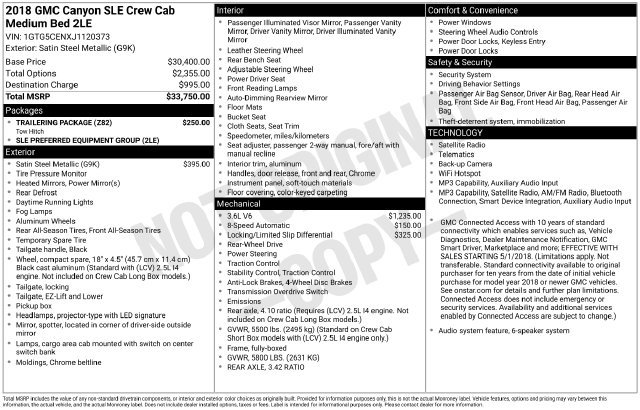 Used 2018 GMC Canyon SLE w/ Trailering Package RWD image 6
