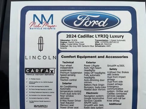 Used 2024 Cadillac Lyriq Luxury w/ LPO, Floor Liner Package AWD/4WD image 48