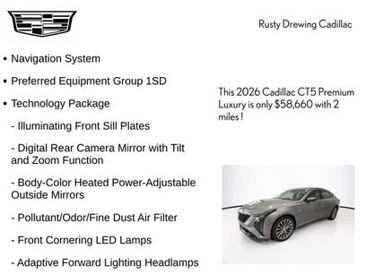 New 2026 Cadillac CT5 Premium Luxury w/ Technology Package