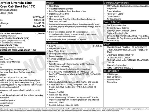 Used 2018 Chevrolet Silverado 1500 Custom w/ Custom Value Package AWD/4WD image 37