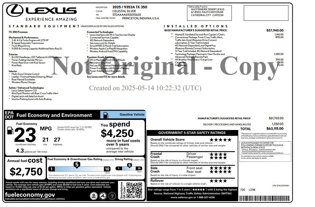 Used 2025 Lexus TX 350 FWD w/ Technology Package image 3