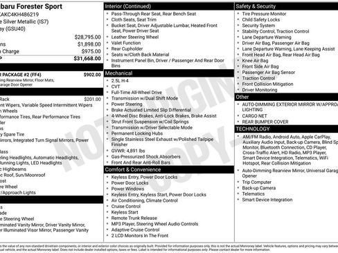 Used 2019 Subaru Forester Sport w/ Popular Package #2 image 38