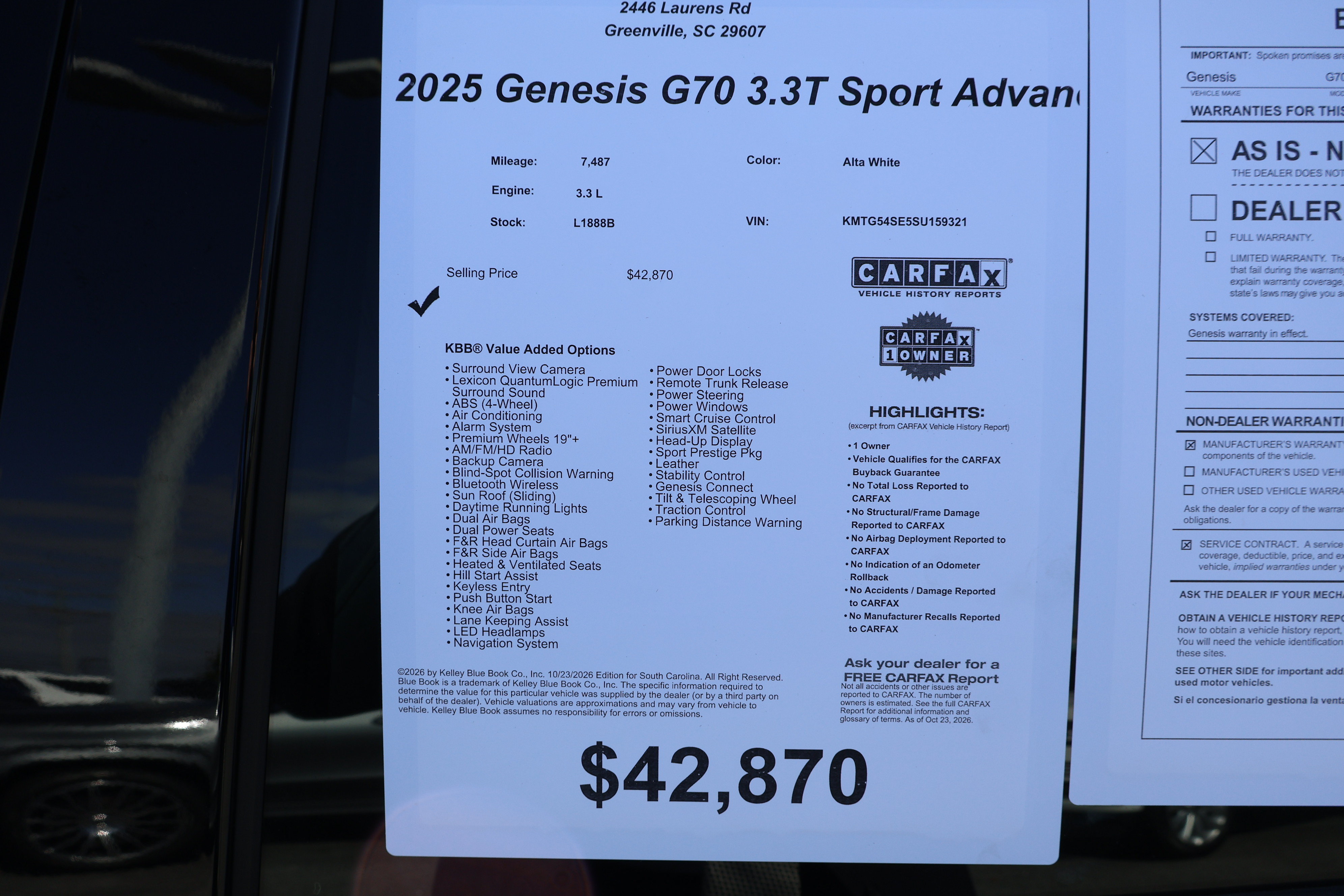 Used 2025 Genesis G70 3.3T Advanced w/ Sport Prestige Package AWD/4WD image 42