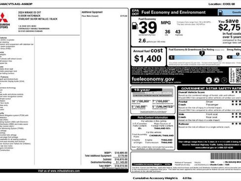 Used 2024 Mitsubishi Mirage ES FWD image 4