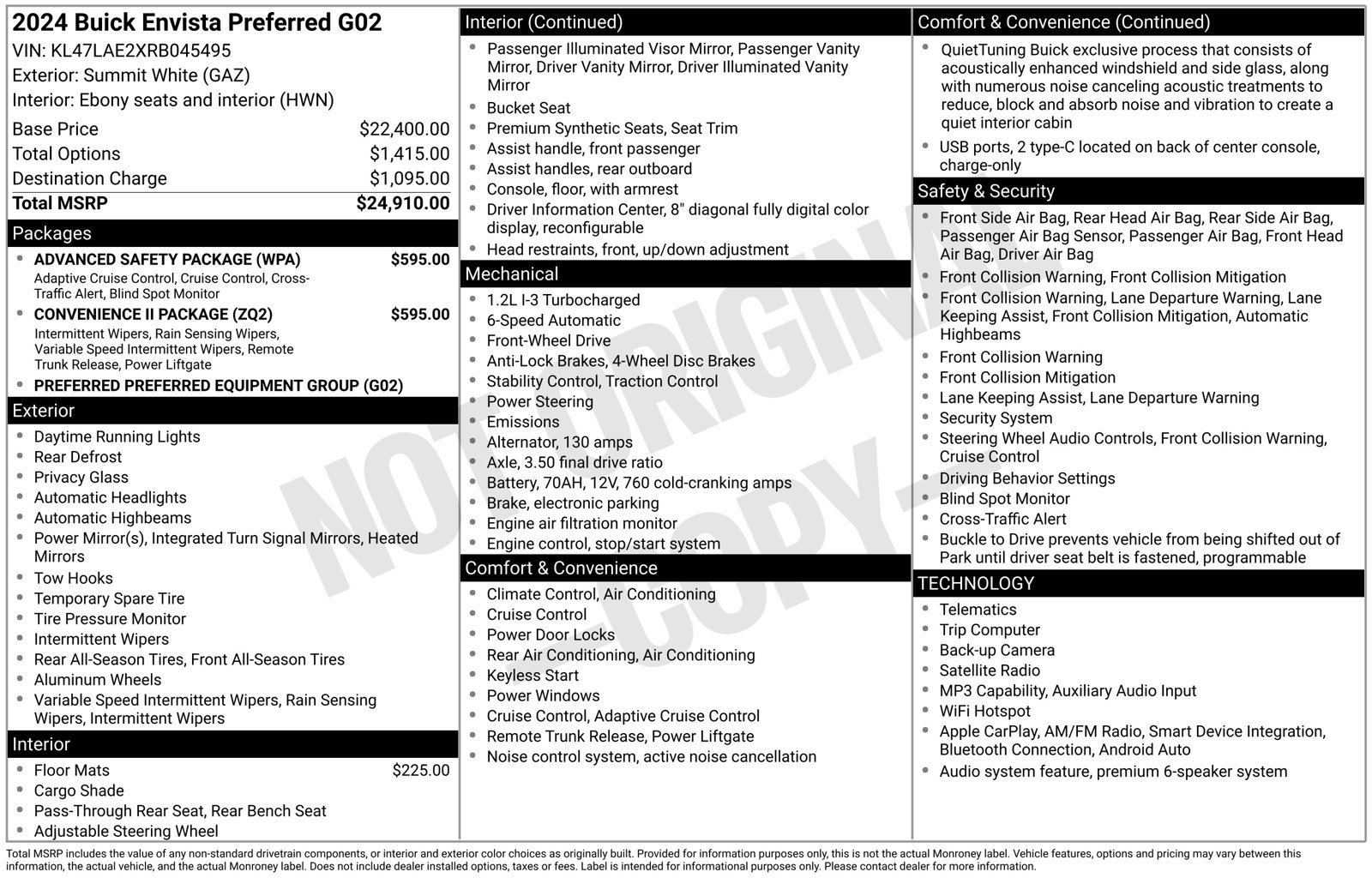 Used 2024 Buick Envista Preferred w/ Convenience II Package FWD image 17