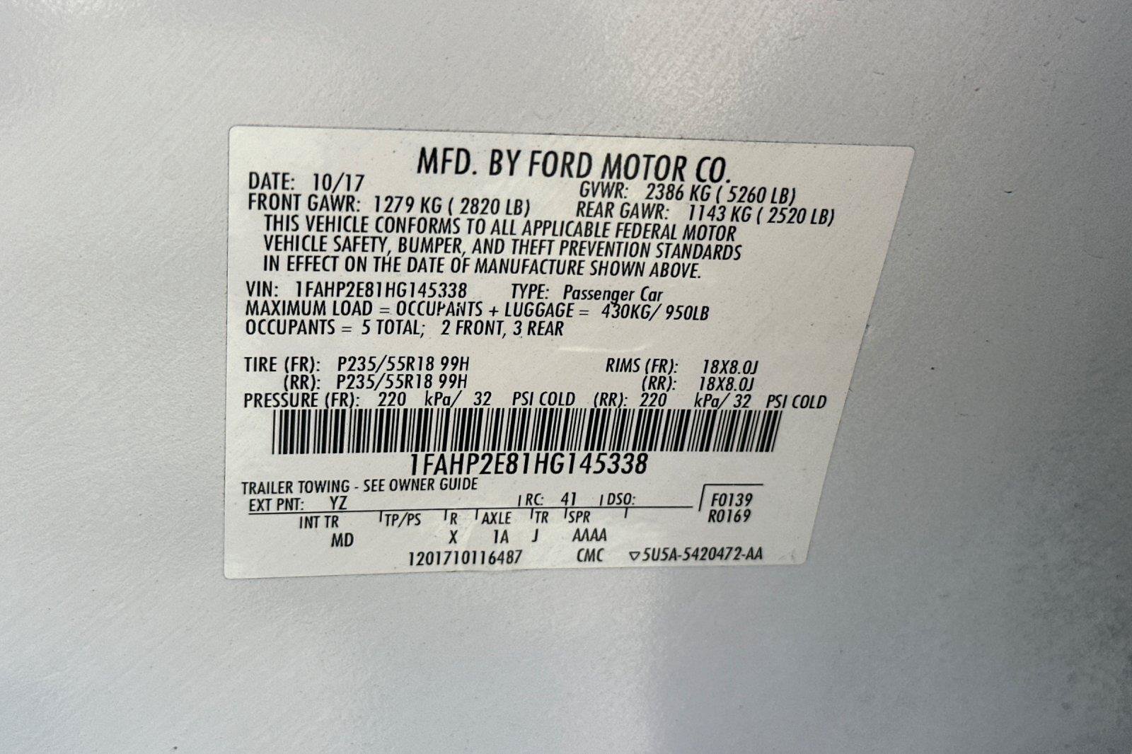 Used 2017 Ford Taurus SEL w/ Equipment Group 201A FWD image 27