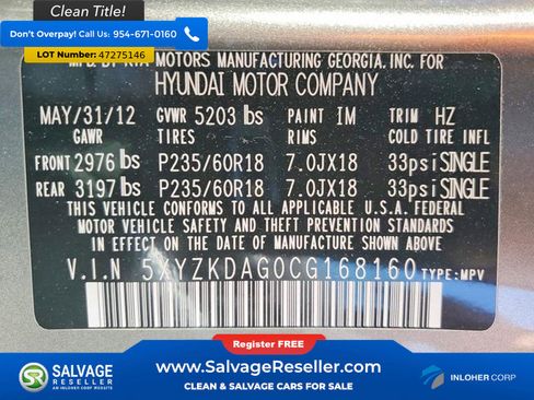 Used 2012 Hyundai Santa Fe Limited AWD/4WD image 17