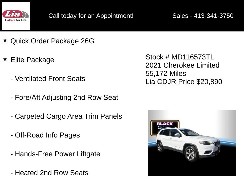 Certified 2021 Jeep Cherokee Limited w/ Elite Package AWD/4WD image 6