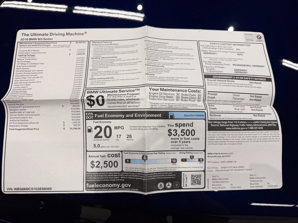 Used 2016 BMW M3 RWD image 60