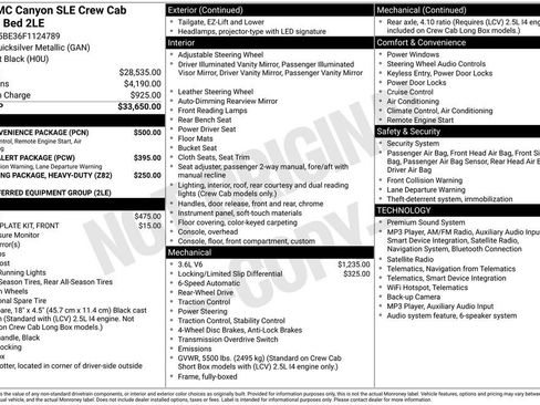 Used 2015 GMC Canyon SLE w/ SLE Convenience Package RWD image 1