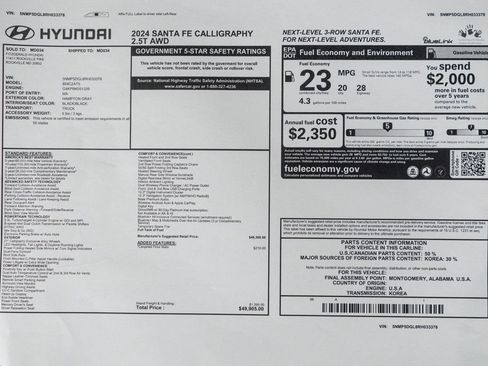 Used 2024 Hyundai Santa Fe Calligraphy AWD/4WD image 55