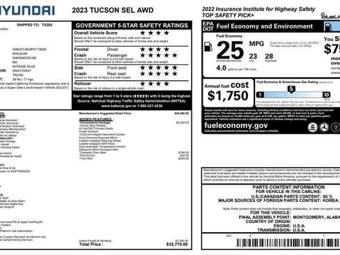 Used 2023 Hyundai Tucson SEL w/ Convenience Package AWD/4WD image 1
