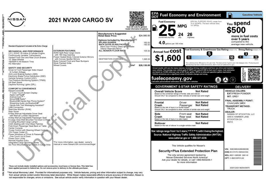 Used 2021 Nissan NV200 SV w/ Back Door Glass Package FWD image 6