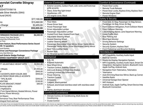 Used 2026 Chevrolet Corvette Stingray Preferred Cpe w/ Z51 Performance Package RWD image 2