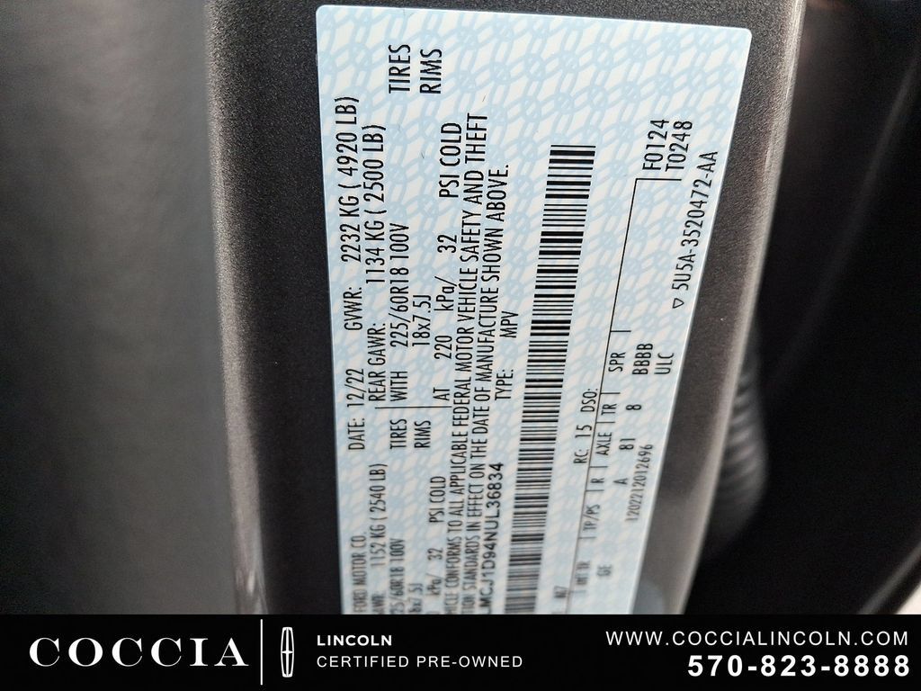Certified 2022 Lincoln Corsair AWD w/ Equipment Group 101A image 26