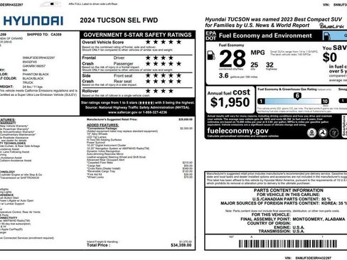 Used 2024 Hyundai Tucson SEL w/ Convenience Package FWD image 3