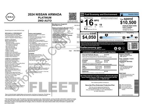 Used 2024 Nissan Armada Platinum w/ Captain's Chairs Package image 63