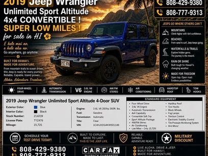 Used 2019 Jeep Wrangler Unlimited Sport