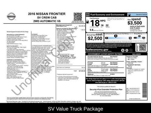 Used 2016 Nissan Frontier SV w/ SV Value Truck Package image 2